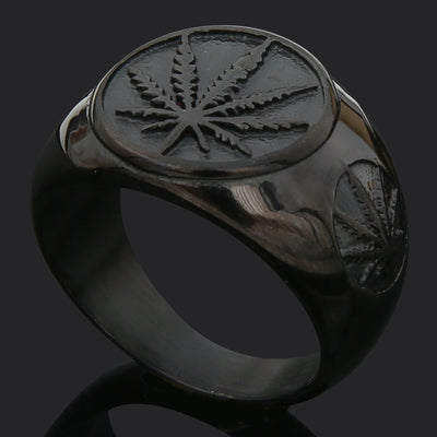 Men's Retro Leaf Titanium Steel Ring