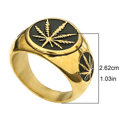 Men's Retro Leaf Titanium Steel Ring