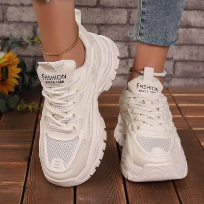 Mesh Breathable White Shoes Thick Bottom Heighten Casual Shoes Sports Women's Shoes