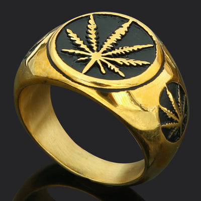 Men's Retro Leaf Titanium Steel Ring